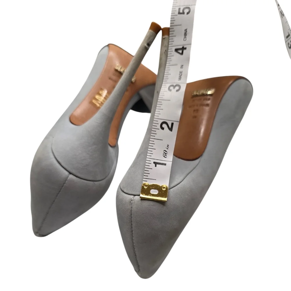 Schutz Rita D'orsay Light Blue Pointy Toe Suede High Heels 6B - Picture 6 of 9